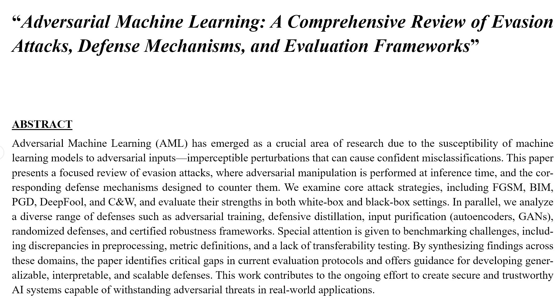 Adversarial ML Paper